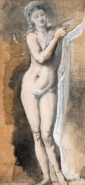 Femme nue (tude avec drap) Oil Painting by Gustave Moreau