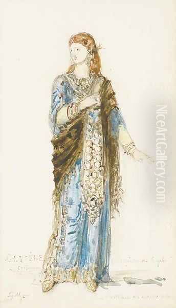 Costume design for Glycere from the final act of the opera Sapho by Charles Gounod by Gustave Moreau