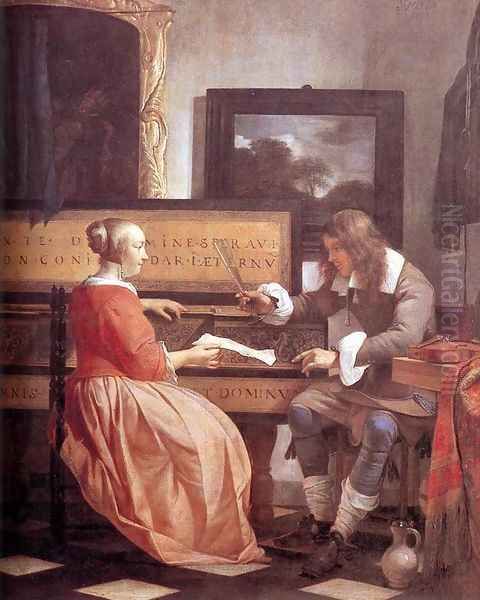 Man and Woman Sitting at the Virginal 1658-60 Oil Painting by Gabriel Metsu