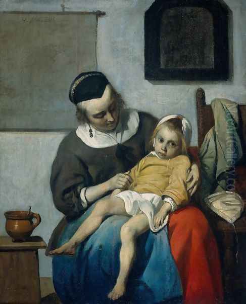 The Sick Child c. 1660 Oil Painting by Gabriel Metsu