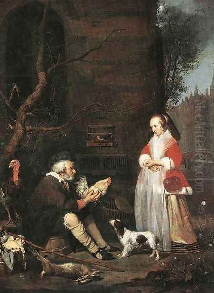 Poultry Seller Oil Painting by Gabriel Metsu