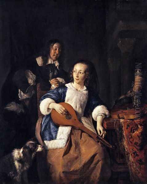 The Cittern Player 1660 Oil Painting by Gabriel Metsu