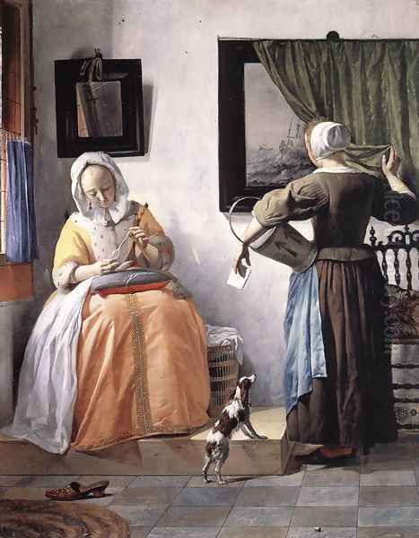 Woman Reading a Letter 1662-65 Oil Painting by Gabriel Metsu