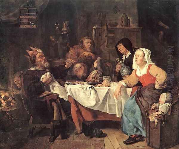 The Feast of the Bean King Oil Painting by Gabriel Metsu