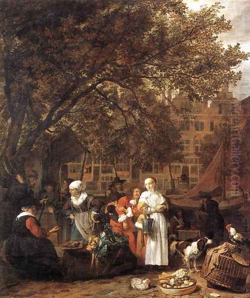 Vegetable Market in Amsterdam 1661-62 Oil Painting by Gabriel Metsu