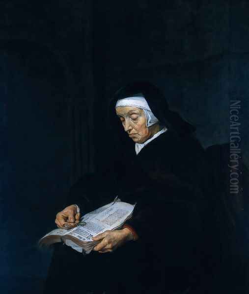 Old Woman Meditating Oil Painting by Gabriel Metsu