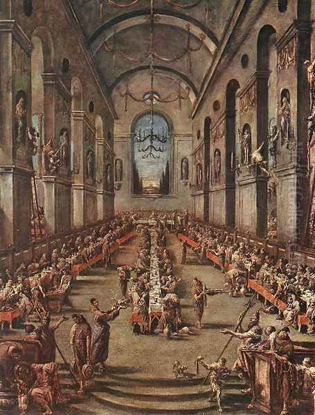 The Observant Friars in the Refectory 1736-37 Oil Painting by Alessandro Magnasco