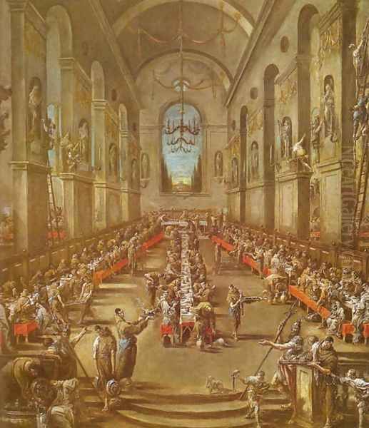 Observant Friars in the Refectory (Refettorio dei frati osservanti) Oil Painting by Alessandro Magnasco