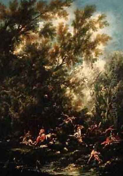 Christ Attended by the Angels 1725-30 Oil Painting by Alessandro Magnasco