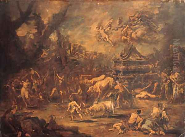 David dancing before the Ark of the Covenant Oil Painting by Alessandro Magnasco