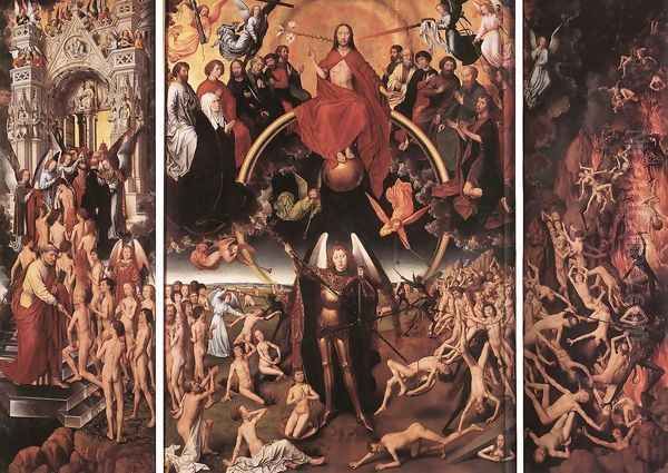 Last Judgment Triptych (open) 1467-71 Oil Painting by Hans Memling