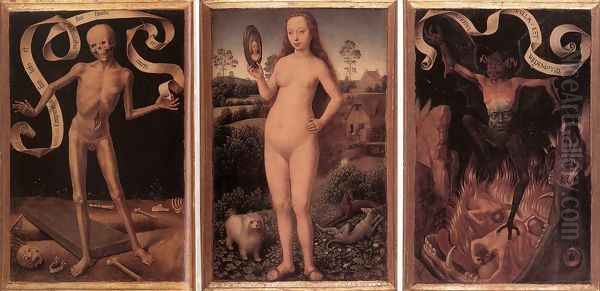 Triptych of Earthly Vanity and Divine Salvation (front) c. 1485 Oil Painting by Hans Memling