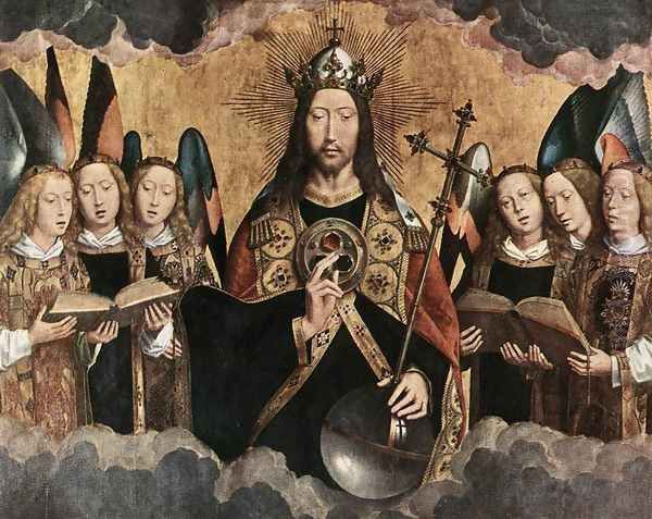 Christ Surrounded by Musician Angels 1480s Oil Painting by Hans Memling