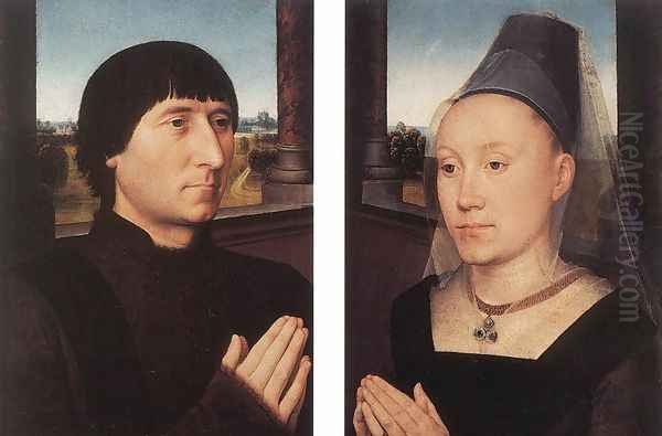 Portraits of Willem Moreel and His Wife c. 1482 Oil Painting by Hans Memling