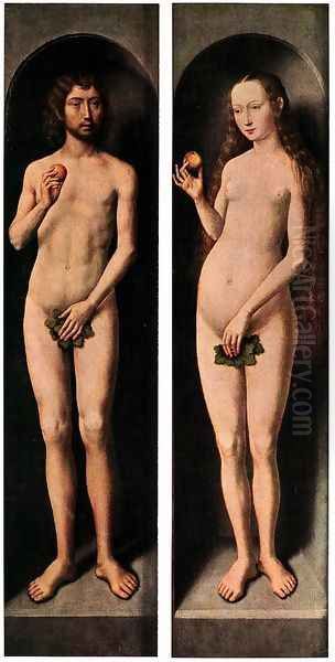 Adam And Eve Oil Painting by Hans Memling