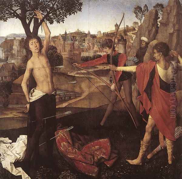 The Martyrdom of St Sebastian c. 1475 Oil Painting by Hans Memling