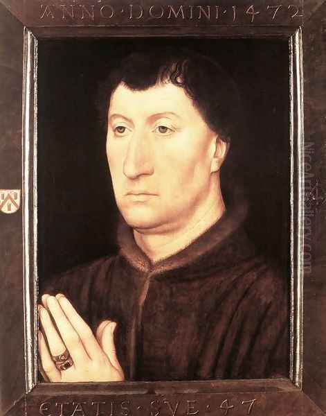 Portrait of Gilles Joye 1472 Oil Painting by Hans Memling