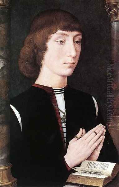 Young Man at Prayer c. 1475 Oil Painting by Hans Memling