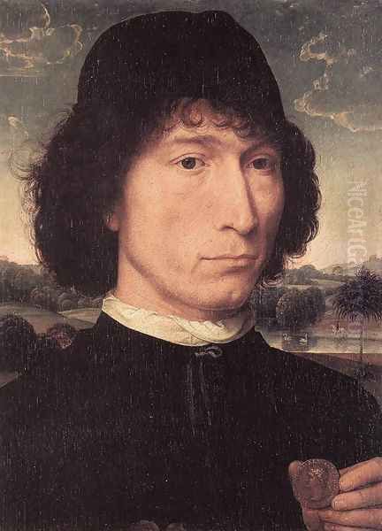 Portrait of a Man with a Roman Coin 1480 Oil Painting by Hans Memling