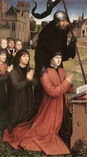 Triptych of the Family Moreel (left wing) 1484 Oil Painting by Hans Memling