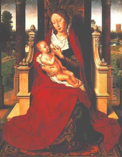 Madonna with Child on a Throne Oil Painting by Hans Memling