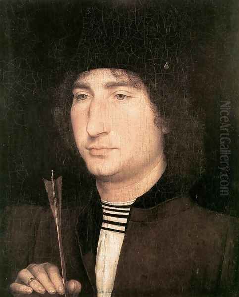 Portrait of a Man with an Arrow 1478-80 Oil Painting by Hans Memling