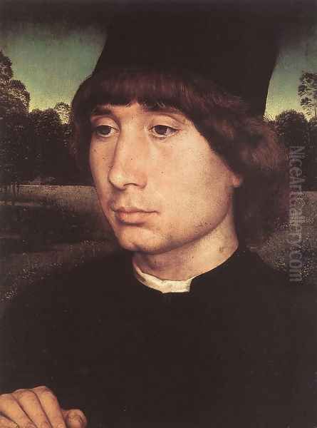 Portrait of a Young Man before a Landscape c. 1480 Oil Painting by Hans Memling