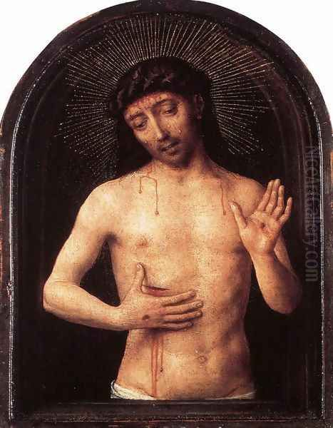 Man of Sorrows 1490 Oil Painting by Hans Memling