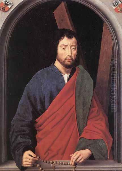 St Andrew (left wing of a diptych, reverse) 1490s Oil Painting by Hans Memling