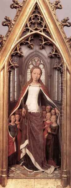 St Ursula Shrine- St Ursula anad the Holy Virgins 1489 Oil Painting by Hans Memling