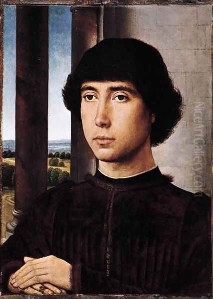 Portrait of a Man at a Loggia c. 1480 Oil Painting by Hans Memling