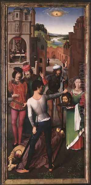 St John Altarpiece [detail: 1, left wing] Oil Painting by Hans Memling