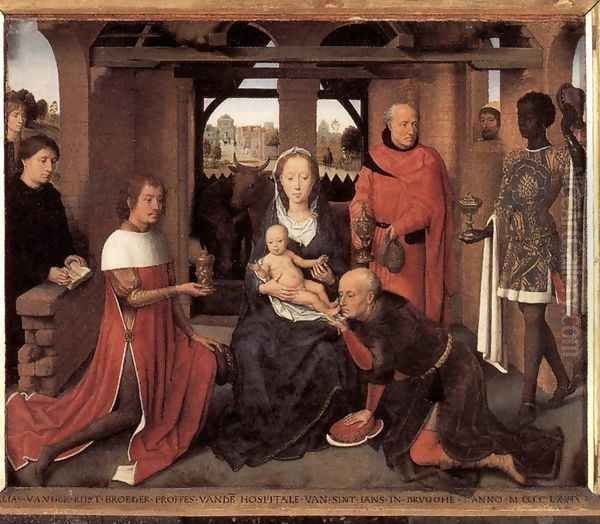 Triptych of Jan Floreins [detail: 1, central panel] Oil Painting by Hans Memling