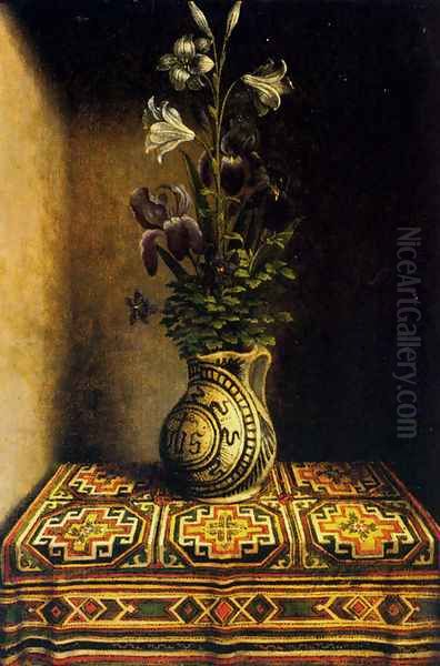 Marian Flowerpiece Oil Painting by Hans Memling