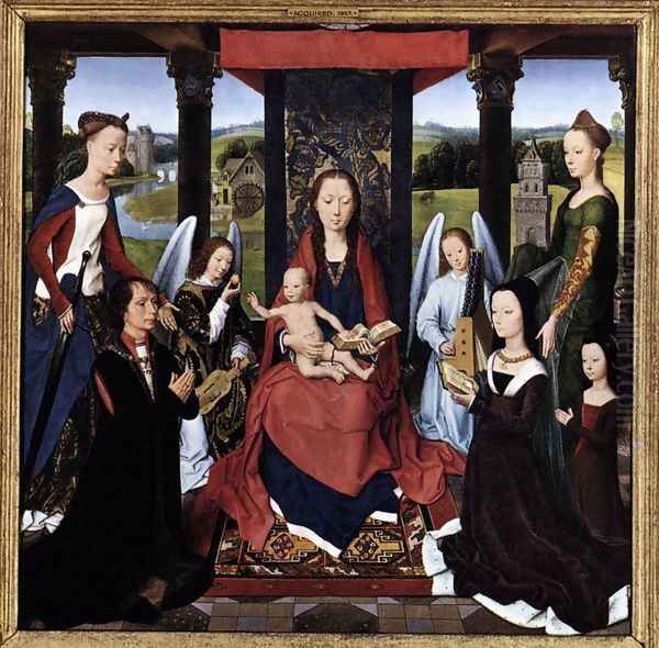 The Donne Triptych [detail: 2, central panel] Oil Painting by Hans Memling