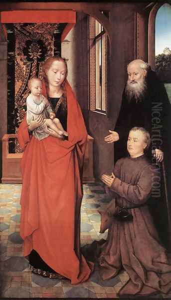 Virgin and Child with St Anthony the Abbot and a Donor Oil Painting by Hans Memling