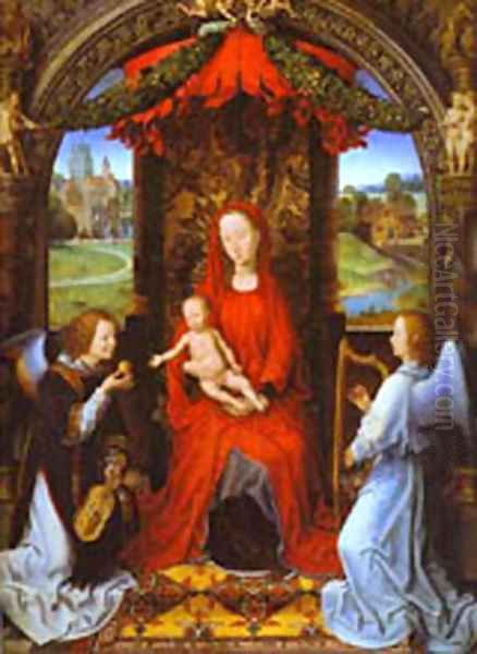 Madonna And Child With Two Angels Oil Painting by Hans Memling