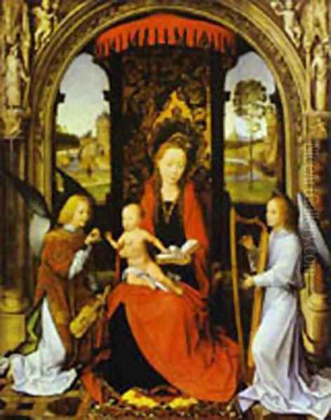 Madonna And Child With Angels 1480 Oil Painting by Hans Memling