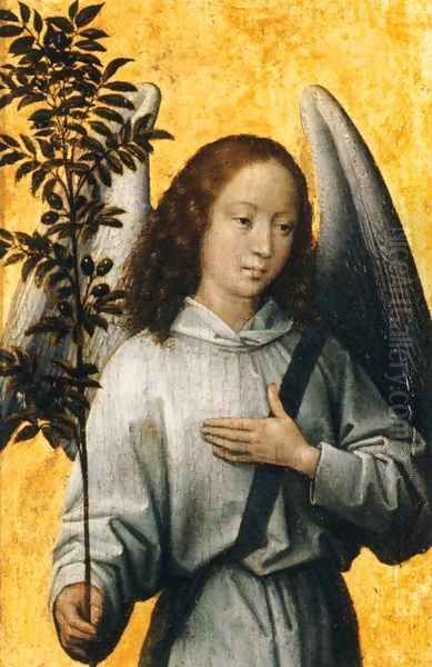 Angel with an Olive Branch, Emblem of Divine Peace Oil Painting by Hans Memling