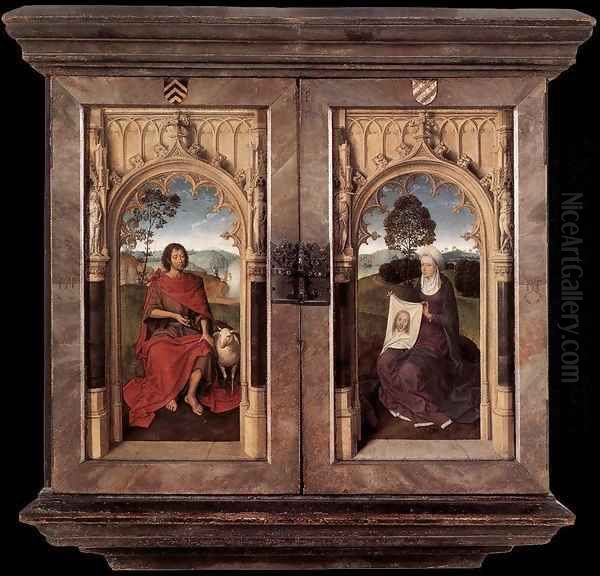 Triptych of Jan Floreins (reverse) Oil Painting by Hans Memling