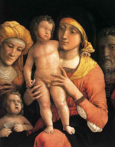 The Holy Family With Saint Elizabeth And The Infant John The Baptist Oil Painting by Andrea Mantegna