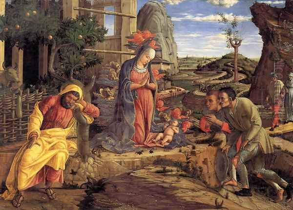 The Adoration of the Shepherds c. 1451-53 Oil Painting by Andrea Mantegna