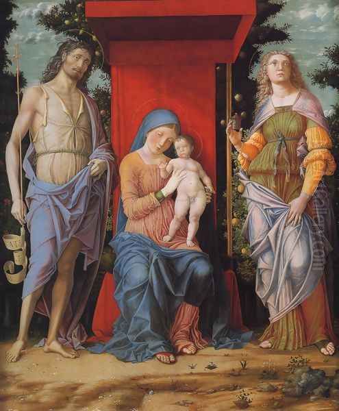 Virgin And Child With The Magdalen And St John The Baptist Oil Painting by Andrea Mantegna