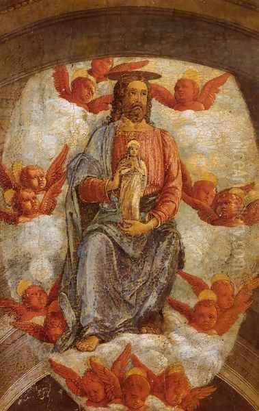 Christ Welcoming the Virgin in Heaven Oil Painting by Andrea Mantegna