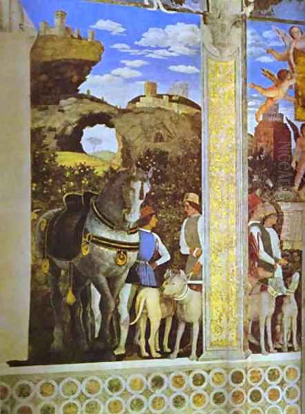 Marquess Ludovico Greeting His Son Cardinal Francesco Gonzaga Detail 1 1465-74 Oil Painting by Andrea Mantegna