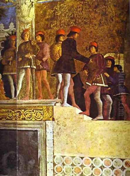 The Gonzaga Family And Retinue Detail 3 1465-74 Oil Painting by Andrea Mantegna