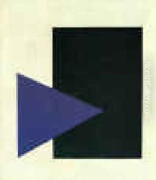 Suprematism (with Blue Triangle And Black Rectangle) Oil Painting by Kazimir Severinovich Malevich