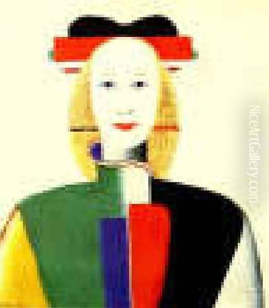 A Girl With A Comb In Her Hair Oil Painting by Kazimir Severinovich Malevich