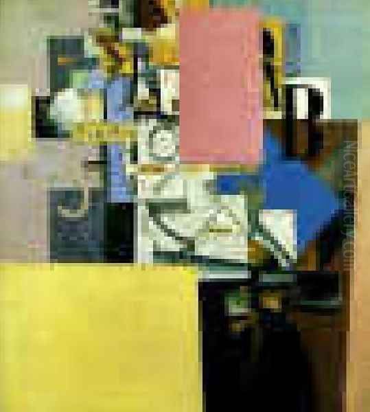 A Lady At The Poster Column Oil Painting by Kazimir Severinovich Malevich