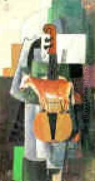 Cow And Violin Oil Painting by Kazimir Severinovich Malevich